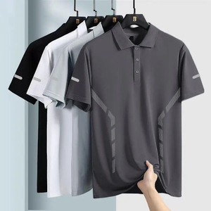 Polo à manches courtes pour homme, couleur unie, séchage rapide, tricoté, décontracté, blanc, noir, gris, vert - Product Image 3