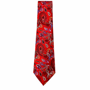 Corbata de Seda 100% con Diseño Paisley Rojo para Hombre |   Corbata Floral Ecológica de Lujo |   Accesorio de Moda Elegante y Formal para Fiestas y Negocios - Product Image 2