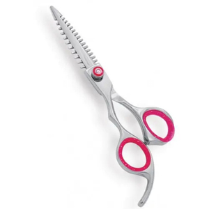 High Quality <b>Thinning</b> Scissor With <b>Ring</b> Paper Coated Beauty Instruments Stainless Steel Pink Handle Hair Cutting Tool Manual - Product Image 1