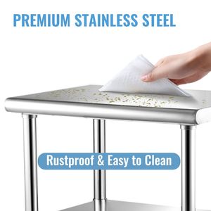 Heavy Duty 30 X 30 X 36 Inch Stainless Steel <b>Prep</b> <b>Table</b> 800lbs Load Capacity Commercial <b>Kitchen</b> Steel Worktable Adjustable - Product Image 2