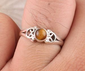 Anillo de Plata de Ley con Piedra Natural de Ojo de Tigre, Clásico, para Hombre y Mujer, Joyería Boho para Boda, Proveedor Mayorista Personalizado - Product Image 2