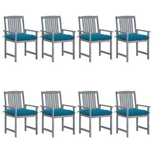 Ensemble de 8 chaises de patio durables en bois d'acacia massif, finition grise standard - Product Image 1