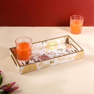 Super Decorative Eco-Friendly Cartoon Pattern Modern Design MDF Bamboo Wood Serving Tray <b>Set</b> Handles for Coffee Tea <b>Breakfast</b> - Product Image 3