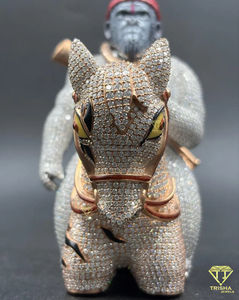 Pendentif Gorille Chevauchant un Cheval Sertie de Diamants Moissanite, Détails en Argent 925, Style Hip Hop, Breloque Animale de Luxe pour Hommes - Product Image 4