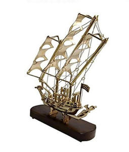 Barco de latón de estilo americano de calidad superior para hoteles y hogares, gran oferta, artesanías de Metal, pieza centrada en el escritorio, barco con base de madera - Product Image 2