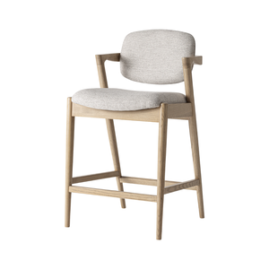 Contemporary Solid Teak Outdoor Counter <b>Stool</b> Upholstered Seat and Backrest Ergonomic Luxury Bar <b>Stool</b> for Restaurant Cafe - Product Image 1
