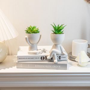 2 Pezzi di Piante Succulente Artificiali Uniche con Vasi a Forma Umana, Graziose Decorazioni per Ufficio per Donne e Uomini - Product Image 2