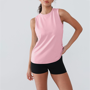 Camiseta sin mangas rosa personalizada al por mayor con logo para mujer, top de verano con cuello redondo para mujer, tops para un estilo de vida activo - Product Image 1