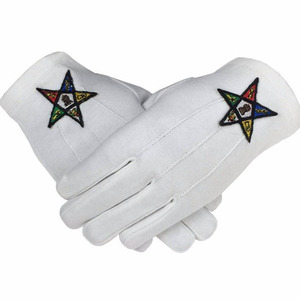 Guantes de Algodón Blancos con Bordado de Estrellas Coloridas, Largos hasta la Muñeca, Transpirables, para Uso Casual - Product Image 1
