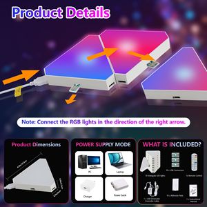 Pannelli LED RGB Triangolari da Parete, Set da 10 Luci Modulari Intelligenti con App e Telecomando, Sincronizzazione Musicale - Product Image 5