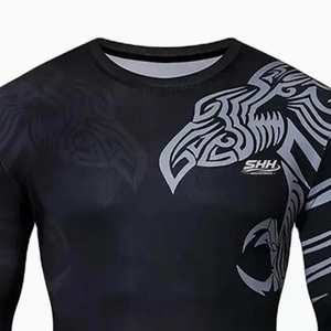 Custom High Quality Heat-Transfer Printed Short Sleeve Rash Guard Set Quick Dry Plus Size Gym <b>Compression</b> <b>Shirt</b> <b>Men</b> - Product Image 5
