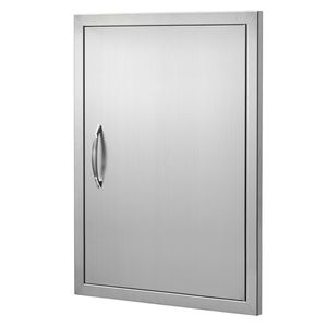Porta a filo muro singola per cucina esterna in acciaio inossidabile, 20W x 27H pollici, per accesso BBQ, con maniglia verticale, accessori per barbecue a parete - Product Image 4