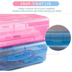 6 Pack Plastic Pencil Case Box Snap-Tight Lids Large Craft <b>Storage</b> Bulk <b>Containers</b> for Hobby School Supplies <b>Storage</b> Bins Boxes - Product Image 1