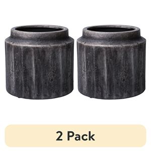 Set di 2 Vasi Rotondi in Ceramica Nera da 8 Pollici di Alexander, 8 x 8 x 7,2 Pollici - Product Image 1