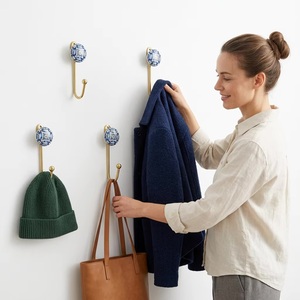 Ceramic Tile Wall <b>Hook</b> Brass Finish Vintage <b>Decorative</b> <b>Coat</b> Hanger Single <b>Hook</b> Adjustable Waterproof Eco-Friendly Self-adhesive - Product Image 2