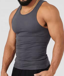 Wholesale 100% Cotton Tank Top Quick Dry Sleeveless Sports <b>Singlet</b> Training Custom Logo Workout Muscle Style Print Gym Fitness - Product Image 3