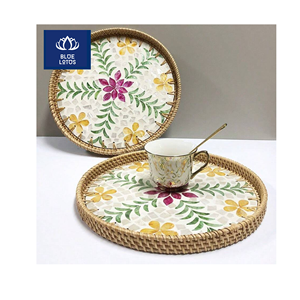 POPULAR PICK Safe Clean Eco Rattan Pearl Tray Pure Shell Inlay Craft Best For Countertop Organizing And <b>Party</b> Serving Direct - Product Image 1