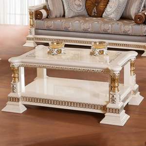 Ensemble de canapés sectionnels de luxe classiques en bois sculpté blanc avec rembourrage en mousse, idéal pour appartement, pour salon, style Post Ranch Inn - Product Image 2