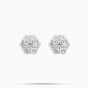 Boucles d'oreilles à grappes de fleurs |   Boucles d'oreilles florales plaquées or blanc pour hommes et femmes |   Coupe Ronde - Product Image 1