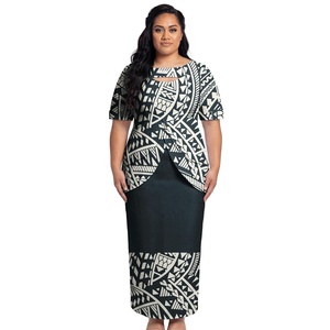 Ensemble 2 pièces pour femmes, style plage Hawaïenne, grande taille, robe samoane, vêtements polynésiens tribaux à manches courtes Puletasi, nouvelles arrivées - Product Image 6