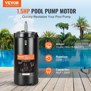 Motore per Pompa Piscina 1.5 HP 3450 RPM con Condensatore 90 F/250V C 115V/230V Telaio 56J Fattore di Servizio 1.3 60Hz - Product Image 2