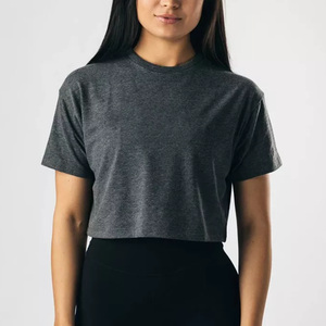 T-shirt court décontracté pour femme en mélange de coton doux, col rond, manches courtes, élégant, confortable, respirant, pour tous les jours - Product Image 3