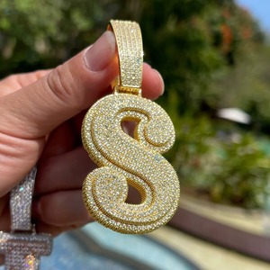 Iced Out Moissanite Letter Name Pendant 925 Silver Gold Plated Micro Pave Round Cut Luxury Hip Hop Charms Two Tone Pendant - Product Image 5