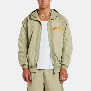 Ensemble survêtement coupe-vent en coton écologique avec logo personnalisé, veste zippée coupe-vent et short, deux pièces, streetwear homme - Product Image 5