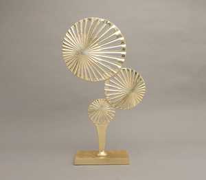 L 33 x B 10.2 x H 61 cm Modern Gold Plated Geometric Sculpture Abstract Artistic Tabletop Decor Handmade Living Room Decor - Product Image 2