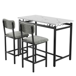 Tavolo da cucina rustico nero mobili Bar 2-3 pezzi tavolo da pranzo 2 sedie imbottite Pub colazione per piccoli spazi - Product Image 5