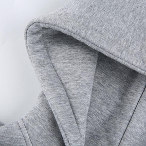 Women's Gray <b>Cropped</b> Hoodie <b>Zip</b>-<b>Up</b> Sweatshirt Long Sleeve Solid Color Knitted Pullover Autumn Wear - Product Image 5
