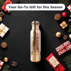 Botella de Agua de Cobre de 1 Litro, Martillada, Ayurvédica, para el Bienestar, Hecha a Mano, con Tapa Hermética, Apta para Beber, Viajar y Hacer Senderismo - Product Image 5