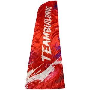Drapeau promotionnel rectangulaire Shepherd's Bush pour team building, en polyester rouge imprimé numériquement, avec mât en aluminium durable - Product Image 1