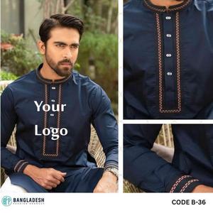 Parejas de diseñador de algodón puro de alta calidad, pijama Kurti Pent Kurta, estampado de lámina multicolor, túnicas elegantes sólidas para exportar Bangladesh - Product Image 6