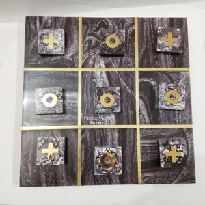 Tablero de Juego Tic Tac Toe de Mármol de Lujo con Rejilla con Incrustaciones Doradas y Piezas Decorativas X O, Juego de Mesa Moderno para Decoración del Hogar - Product Image 6