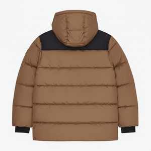 Men's Hooded Puffer Jacket Solid Color Windproof Thick Polyester Casual Zipper Closure Regular Length <b>Winter</b> <b>Coat</b> - Product Image 2