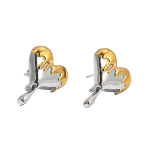 Valentine's Gift Trendy Stainless Steel <b>Stud</b> <b>Earrings</b> <b>Heart</b> Shape Engagement Jewelry 18K Gold Plated - Product Image 1