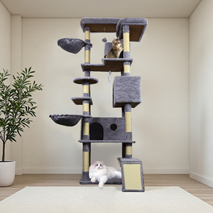 Griffoir moderne en sisal multi-niveaux avec arbre à chat, mobilier d'intérieur pour animaux de compagnie, grand condo amovible - Product Image 2