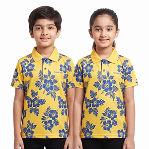 Camiseta Polo Infantil Unisex con Estampado Floral Sublimado, Manga Corta, Cuello Camisero, Estampado de Flores en Toda la Superficie, Ropa Casual, Proveedor Mayorista - Product Image 1