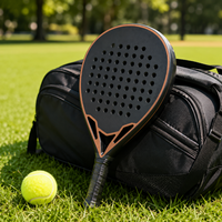 Raquette de padel en fibre de carbone JAS JAS004 3K 12K 18K, vente chaude, personnalisable OEM, tête avec noyau EVA 22 mm, légère, écologique, portable