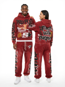 Conjunto de 2 Piezas de Sudadera con Capucha y Pantalones Deportivos Transpirables de Invierno 2026, Estampado de Grafiti Personalizado, Logotipo Bordado Personalizado, Chándal Elegante - Product Image 5