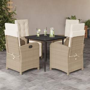 Juego de Comedor para Jardín en Beige, Negro, Crema y Blanco - Product Image 1