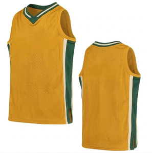 Maillot de basketball personnalisé pas cher, confortable et respirant, col en V, sans manches, pour hommes, polyester/coton, devant - Product Image 1