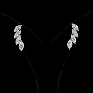 Marquise Lab Grown Diamond <b>Climber</b> Stud <b>Earrings</b> 10K 14K 18K Gold 925 935 Silver Luxury Wedding Engagement Gift - Product Image 1