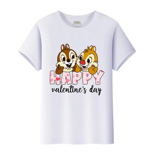 Chip 'n' Dale Happy Print T-shirts pour filles, t-shirt unisexe ample à col rond pour l'été - Product Image 1