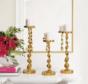 Juego de tres candelabros de latón dorado retorcido para decoración del hogar al mejor precio - Product Image 4