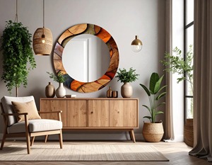 Premium Quality Wooden Wall <b>Mirror</b> Luxury Wooden Wall <b>Mirror</b> for Home Decor Wholesale Hanging <b>Mirror</b> Handmade Accessory Platter - Product Image 4