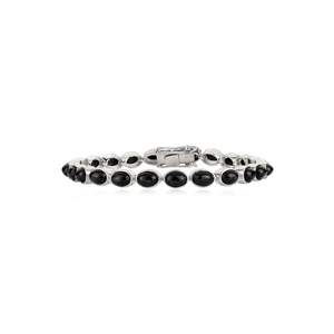 Bracelet tennis unisexe tendance en argent sterling 925 avec pierre précieuse étoile noire ovale 100 % authentique, bijoux fins - Product Image 1