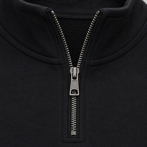 Men's Black <b>Quarter</b> <b>Zip</b> Knit <b>Sweater</b> Regular Fit Stand Collar Long Sleeve Solid Color Winter Wear Front Logo Breathable - Product Image 4