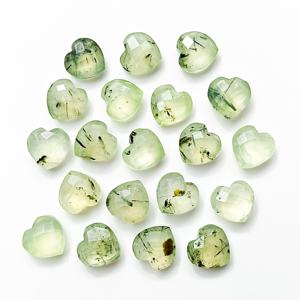 Piedra preciosa de prehnita facetada de grado AAA, tallada a mano en forma de corazón, para la fabricación de joyas, 10 mm, prehnita suelta, cuentas briolette, a granel. - Product Image 5